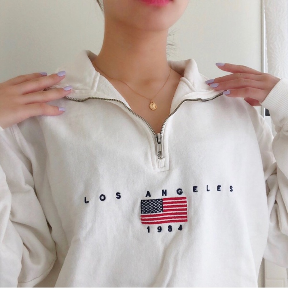 Brandy Melville White Quarter-Zip Sweatshirt - Picture 11 of 11